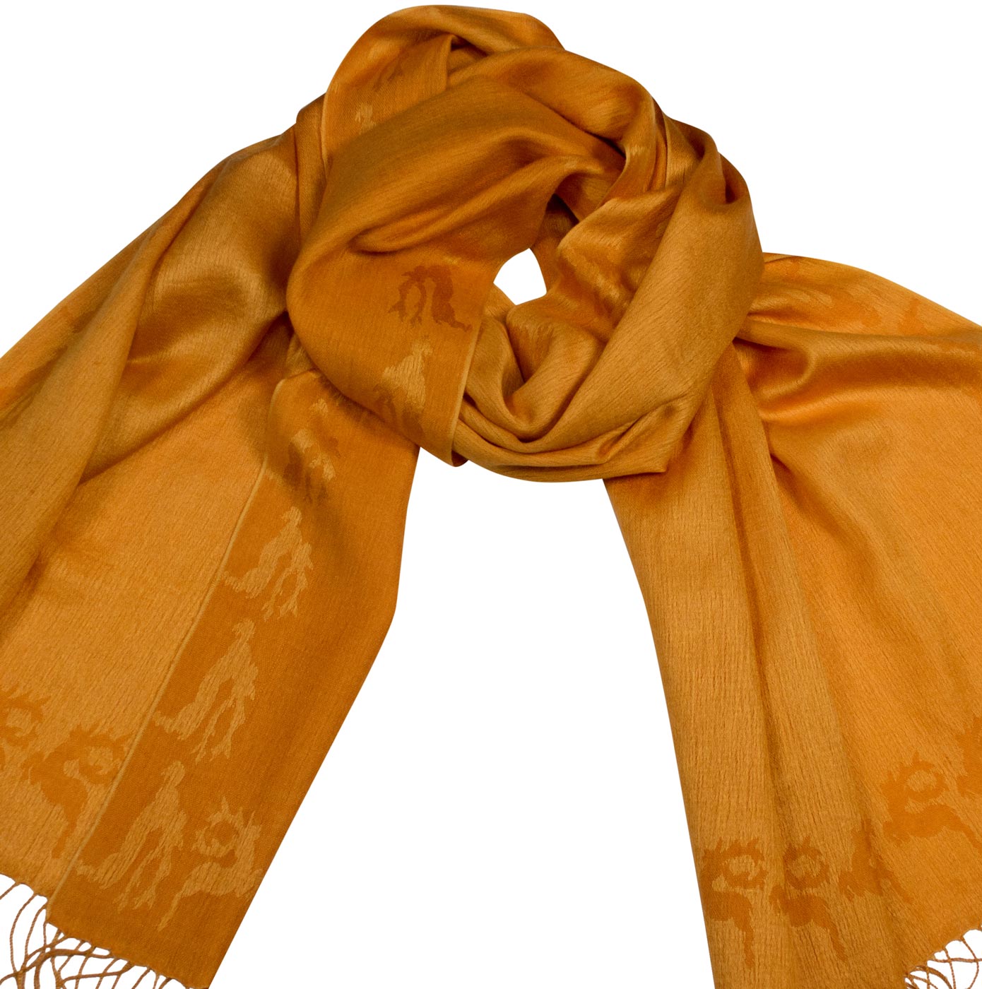 Schal aus Cashmere Seide mit eingewebtem Hirsch, Mango Goldgeweih