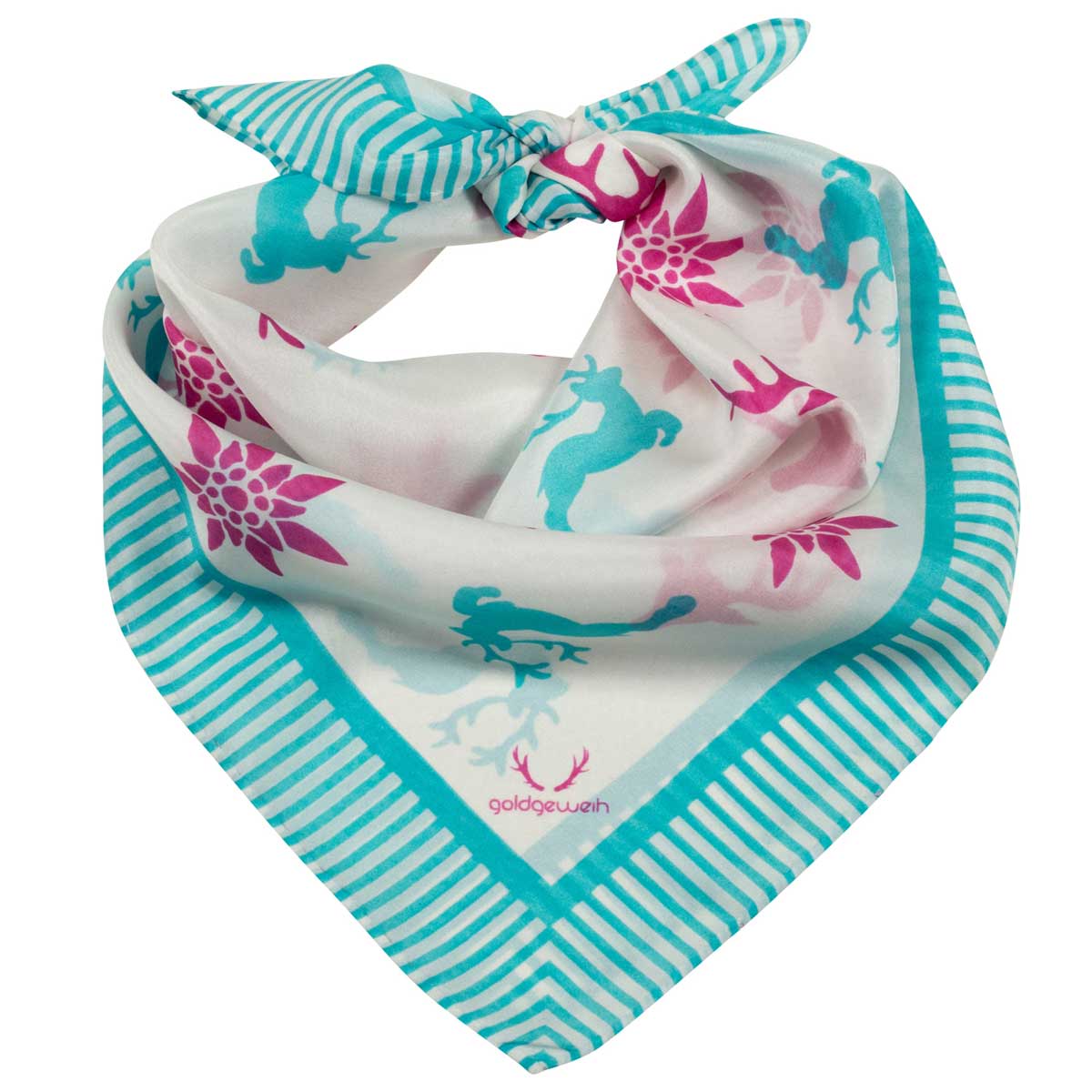 Nickituch Sissi Türkis, Pink Goldgeweih