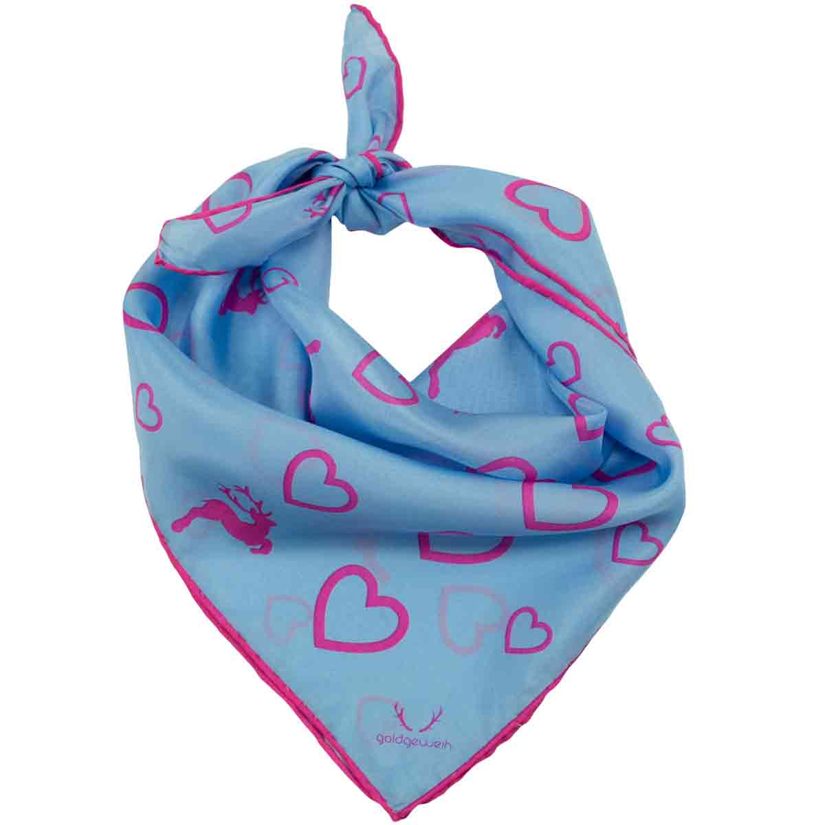 Seiden Nickituch Resi Blau Goldgeweih