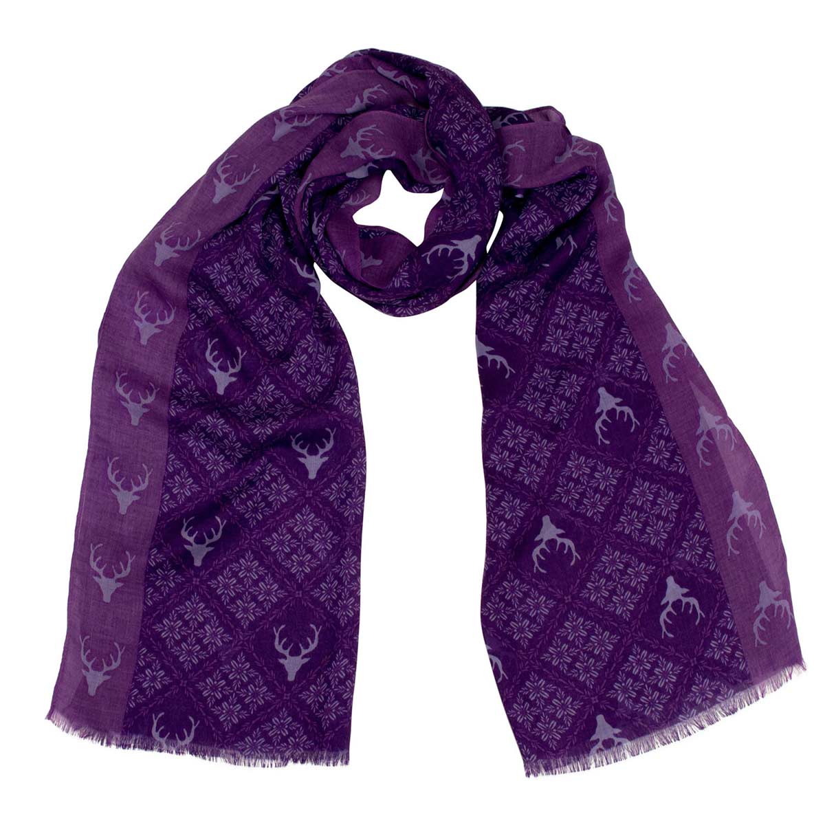 Bedruckter Schal in Lilatönen, Marlene Lila Goldgeweih