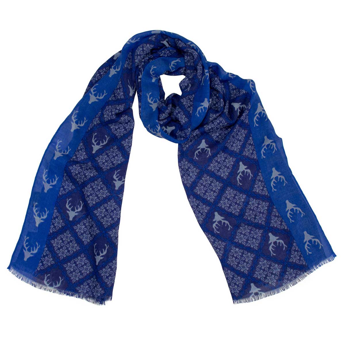 Bedruckter Schal Marlene Blau Goldgeweih