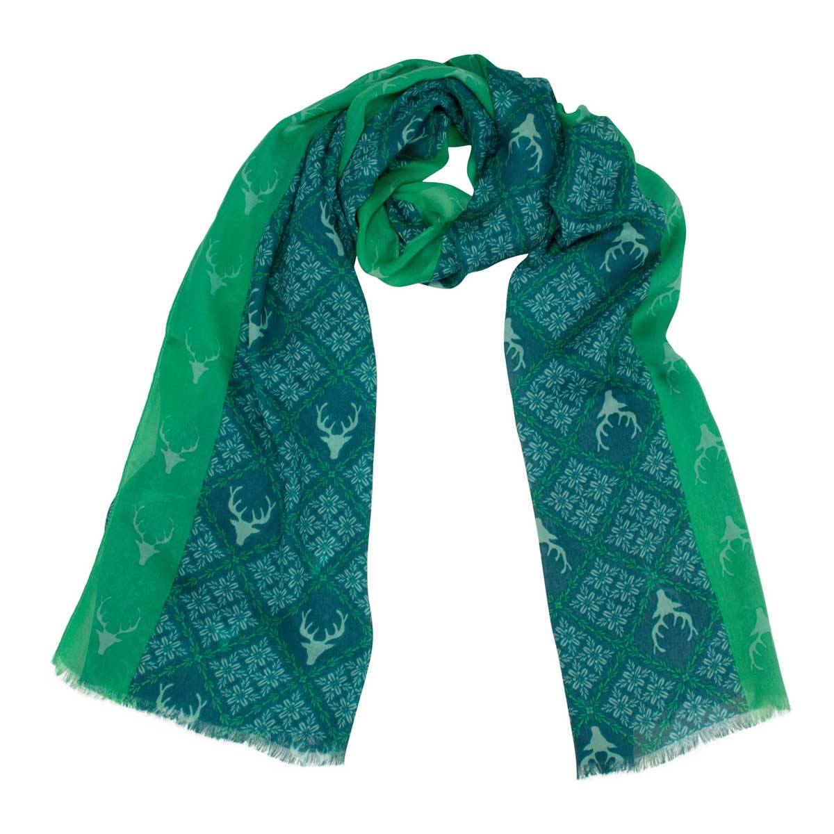 Bedruckter Schal Marlene Petrol Goldgeweih