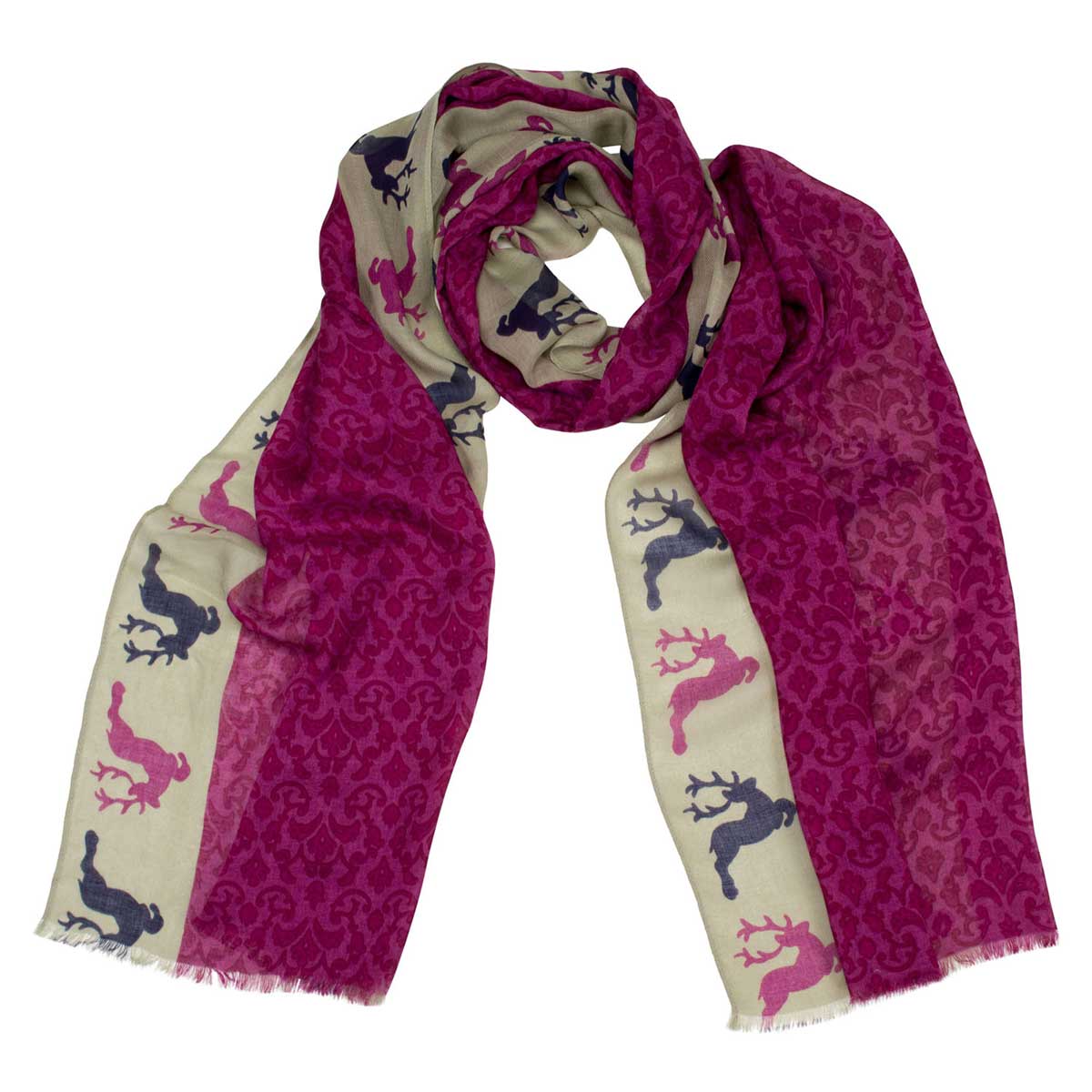 Bedruckter Schal Emily Aster, Taupe Goldgeweih