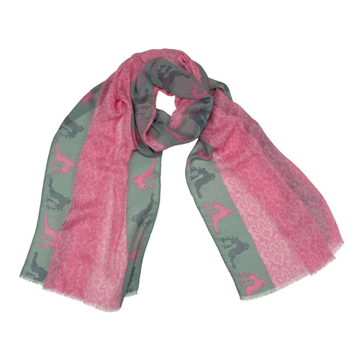 Bedruckter Schal Emily Rosa, Grau Goldgeweih