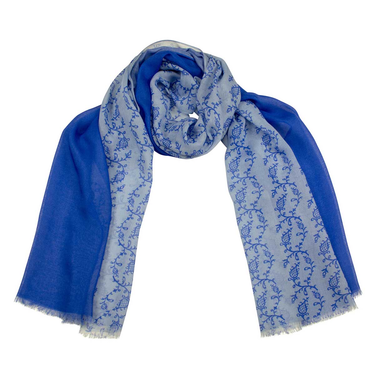 Bedruckter Trachtenschal Helena Blau Goldgeweih