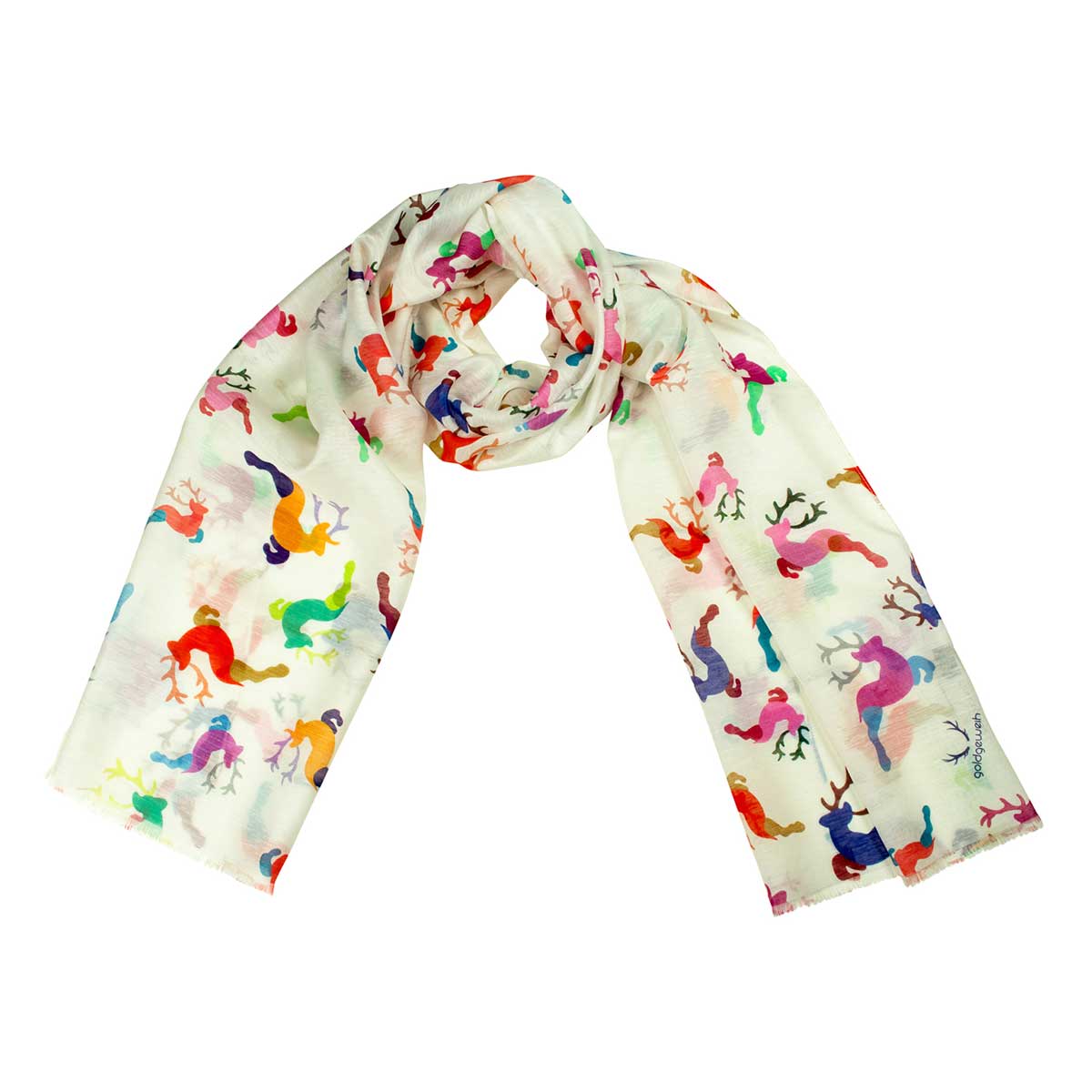 Bedruckter Trachtenschal Hirschglück Goldgeweih