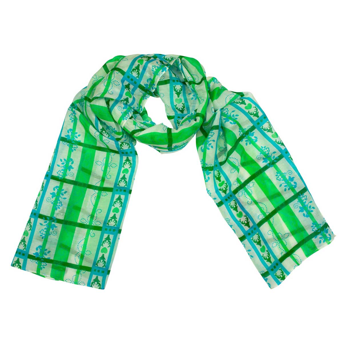 Bedruckter Schal Beatrice Türkis, Grün Goldgeweih