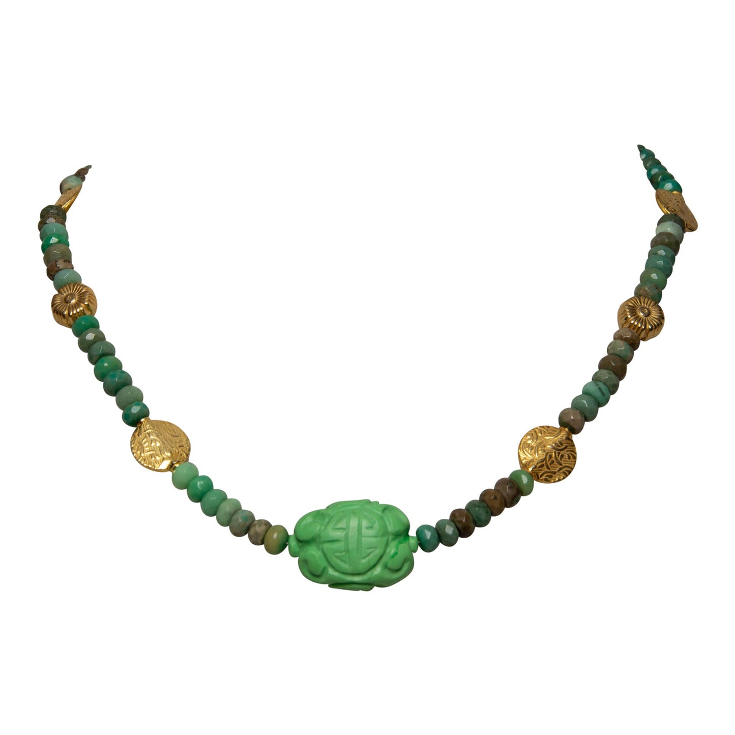 Chrysopras Collier Liuba Goldgeweih