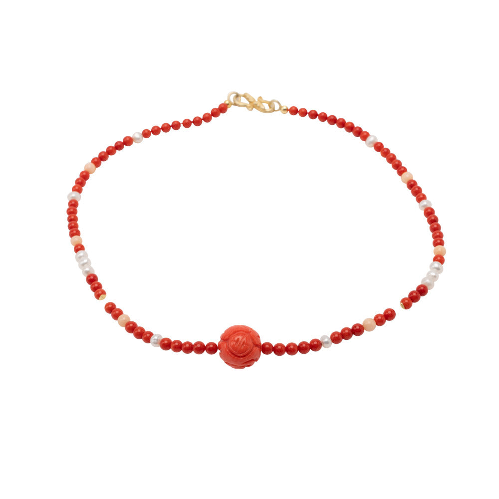 Korallen Collier Carmen Goldgeweih