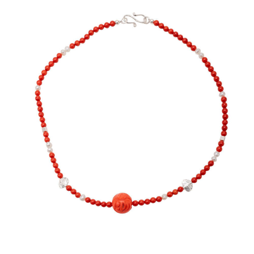 Korallen Collier Yvette Goldgeweih