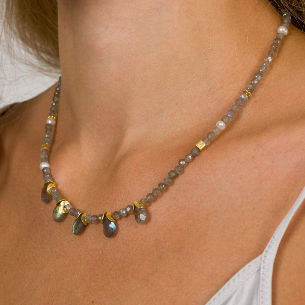 Labradorit Collier Brylee Goldgeweih