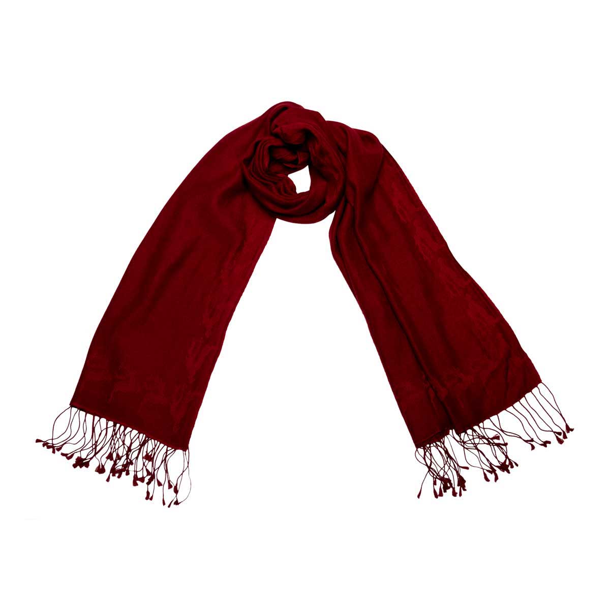 Schal aus Cashmere Seide mit eingewebtem Hirsch, Bordeaux Goldgeweih