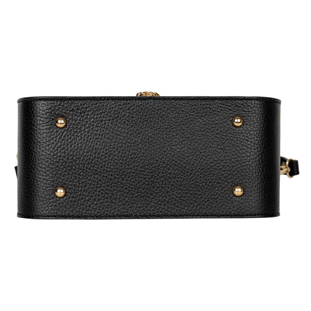 Verzierte Schultertasche Yara aus Leder in Schwarz shirinsehan.com