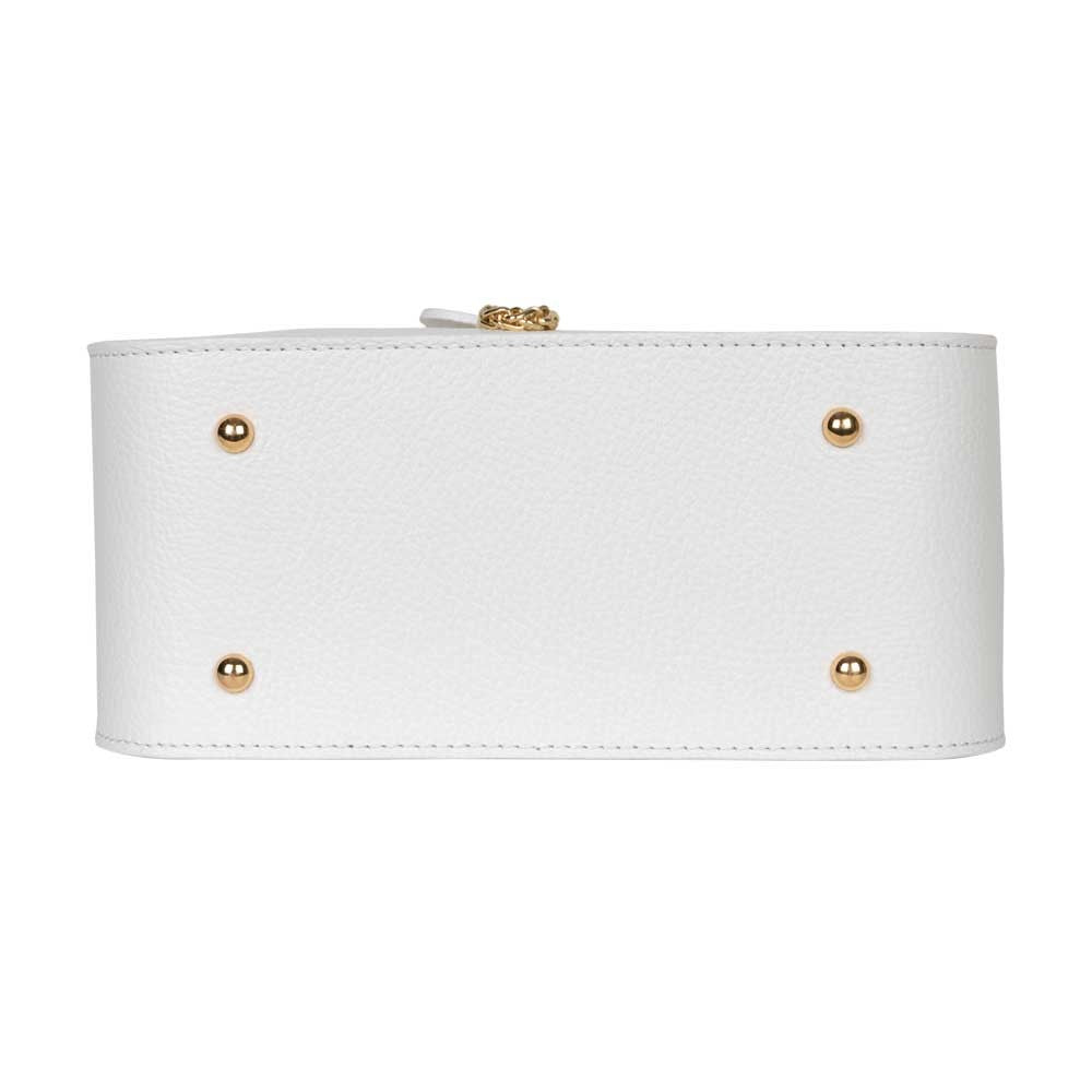 Verzierte Schultertasche Yara aus Leder in Weiß shirinsehan.com