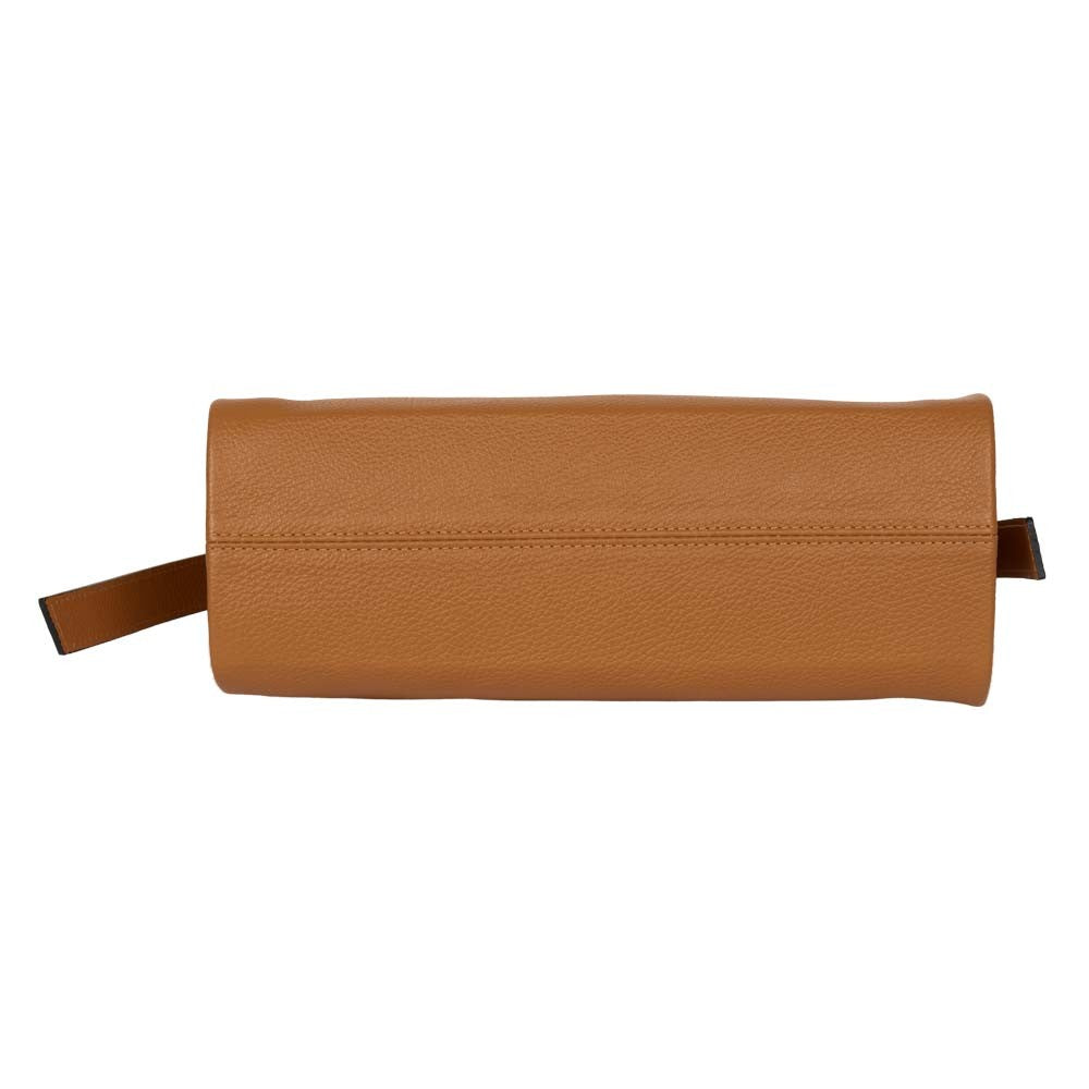 Handtasche Mira Caramel mit geflochtenem Ledergriff Goldgeweih