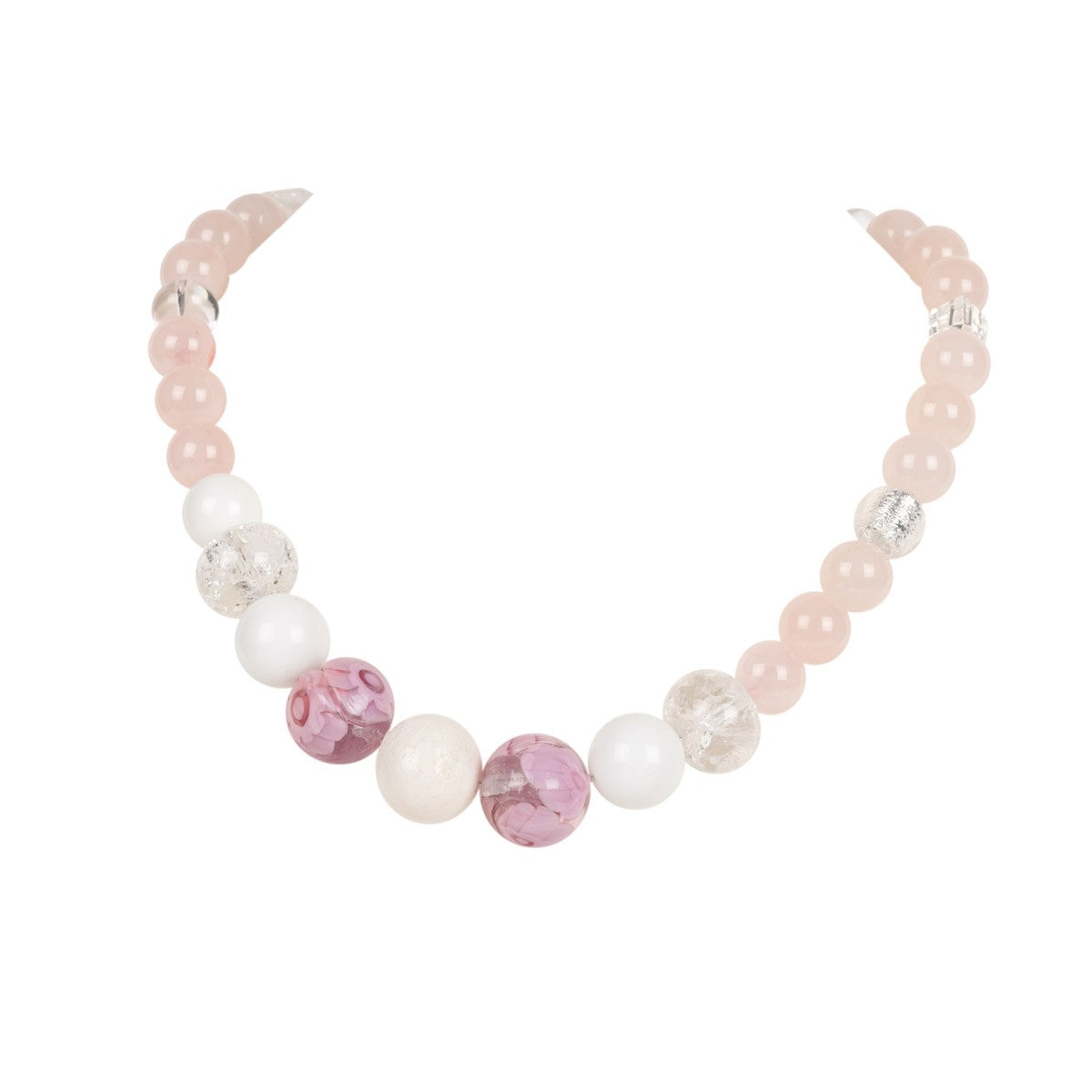 Rosenquarz Collier Leona Goldgeweih