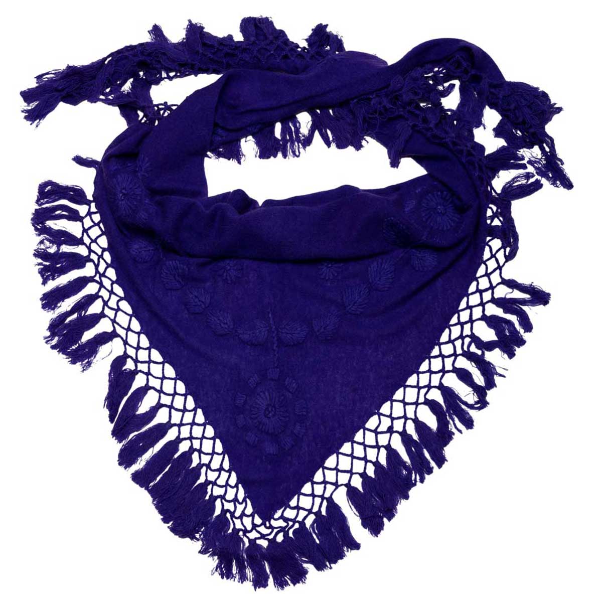 Cashmere Dreieckstuch handbestickt, Lila Goldgeweih