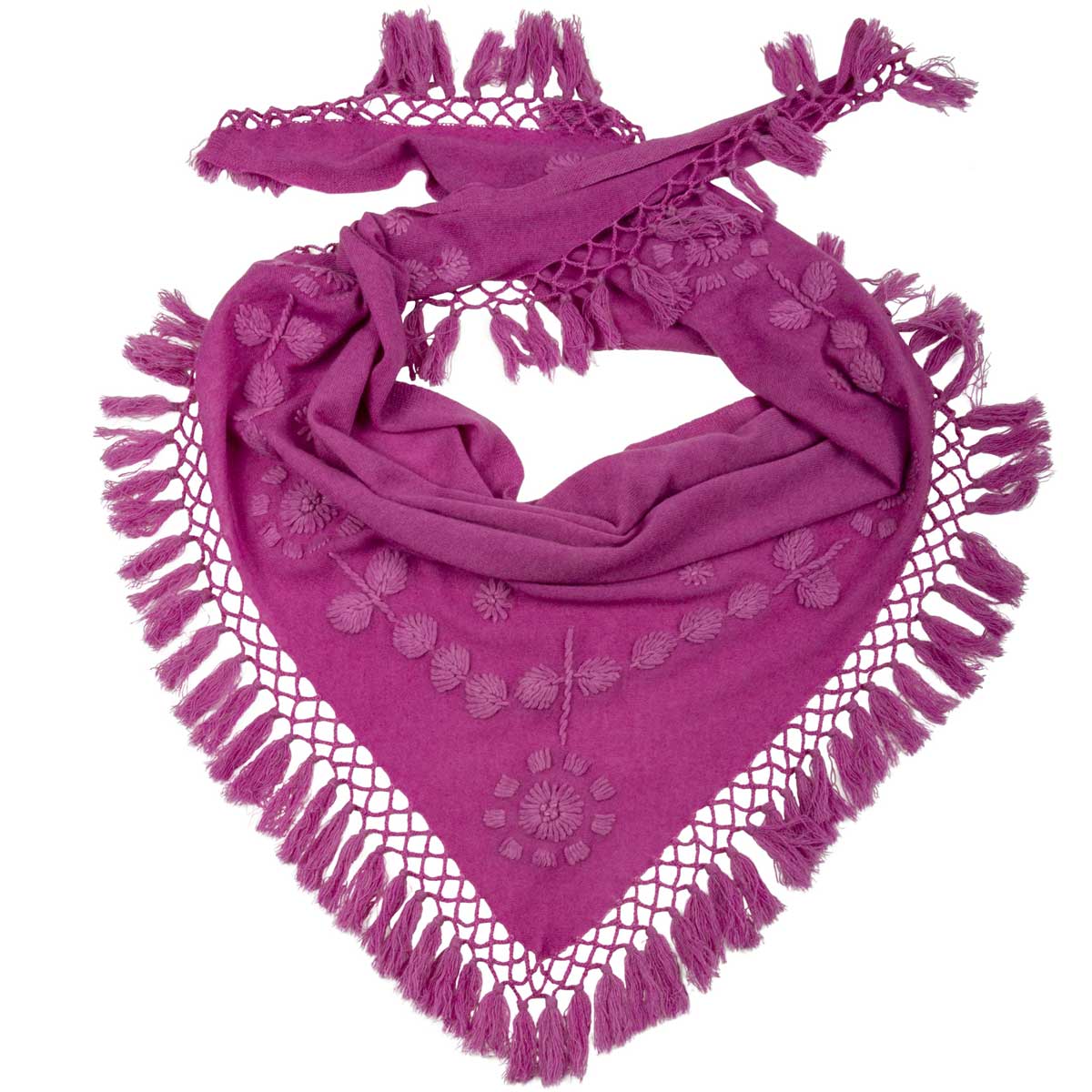 Cashmere Dreieckstuch handbestickt, Orchide Goldgeweih