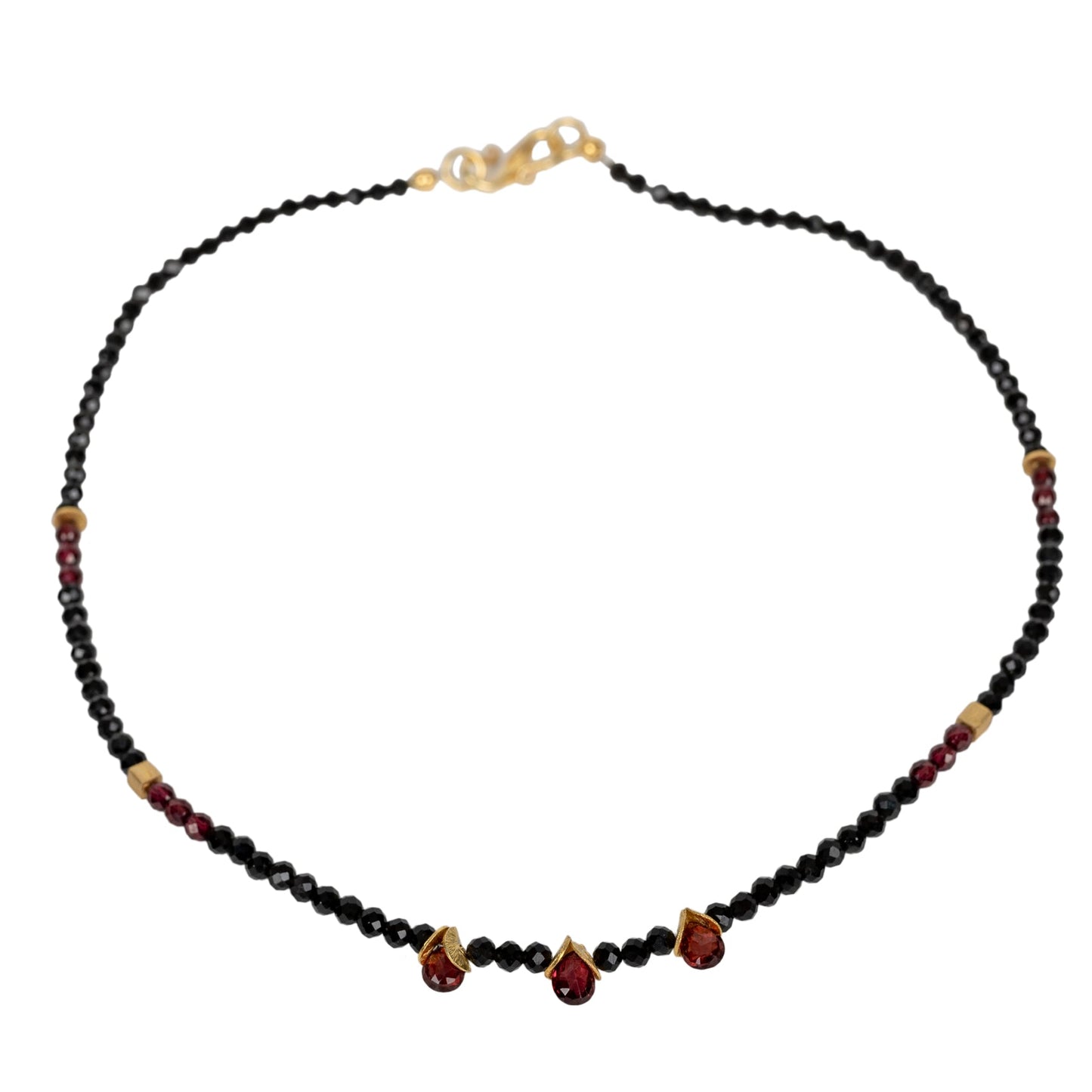 Collier Joanna aus Spinell und Granat Goldgeweih