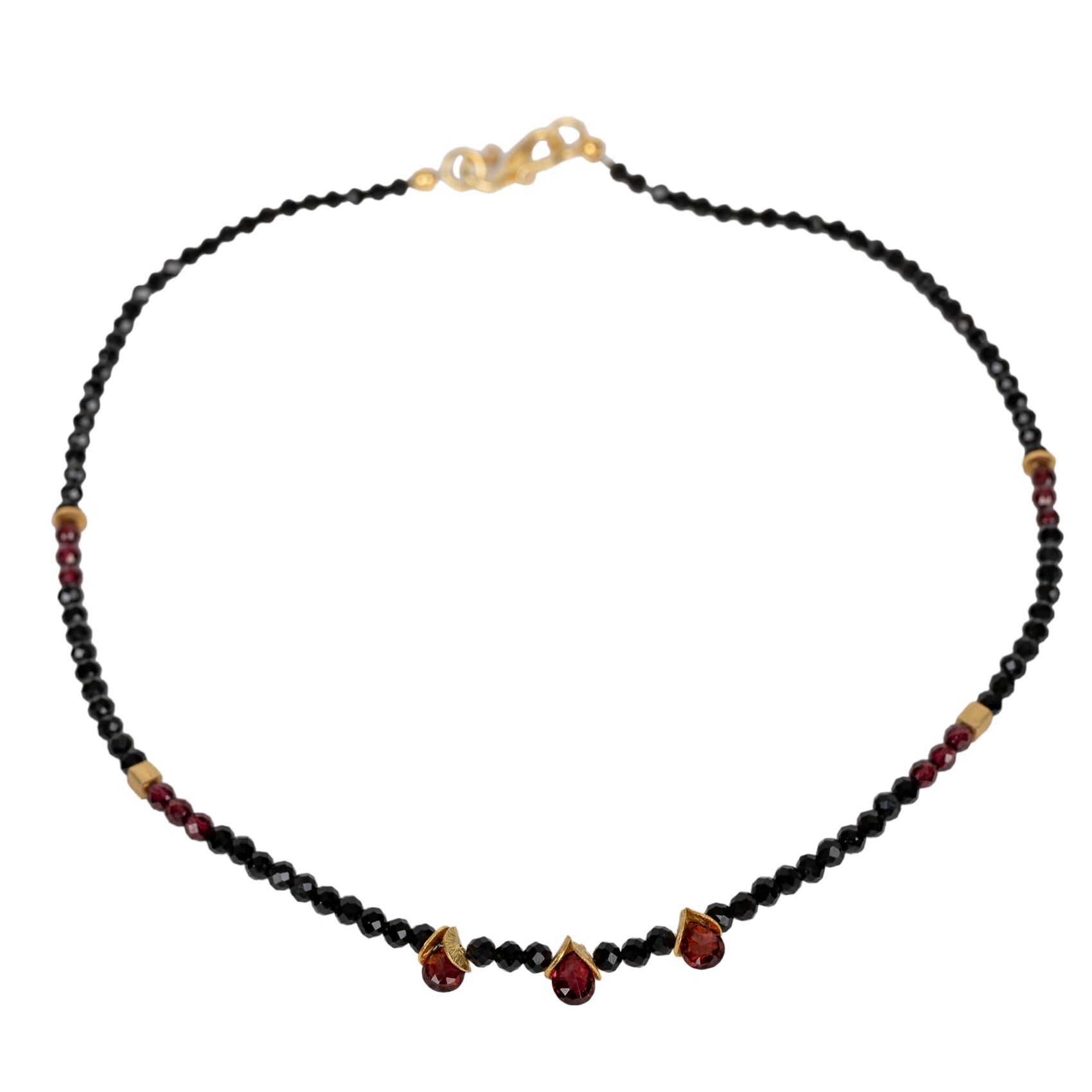 Collier Joanna aus Spinell und Granat Goldgeweih
