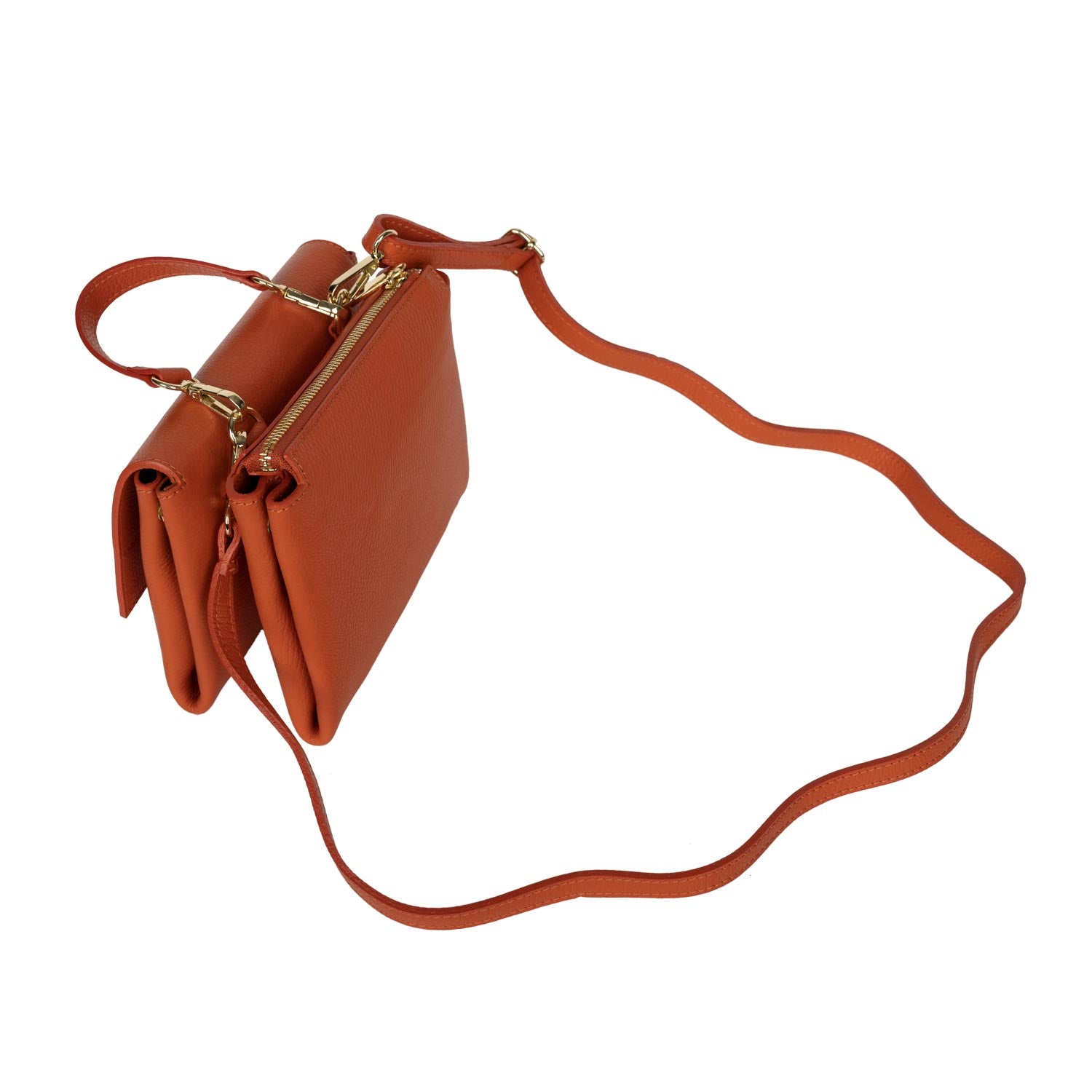 Schultertasche Franca aus Leder Orange shirinsehan.com