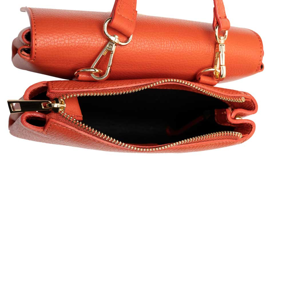 Schultertasche Franca aus Leder Orange shirinsehan.com