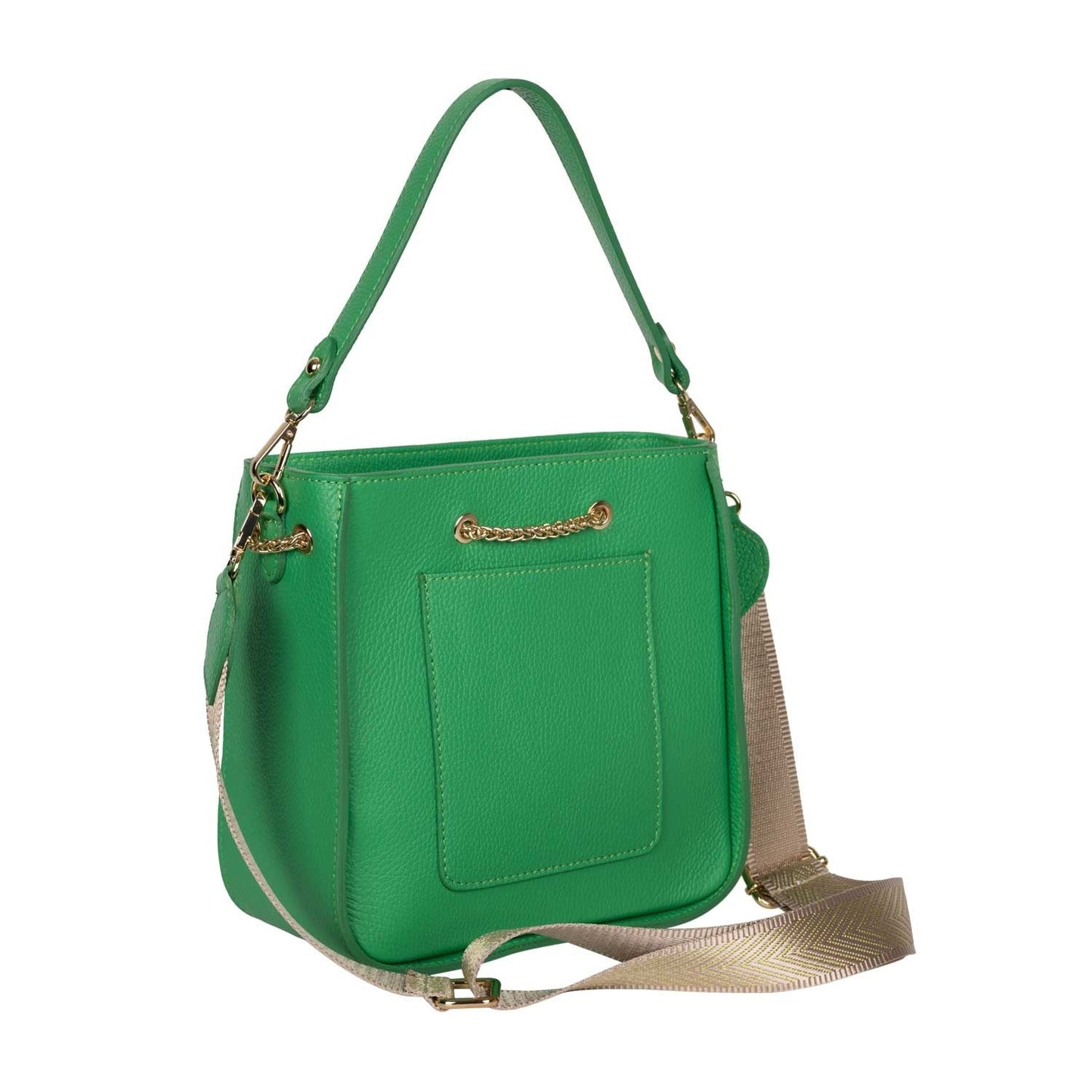 Verzierte Schultertasche Yara aus Leder in Grün shirinsehan.com