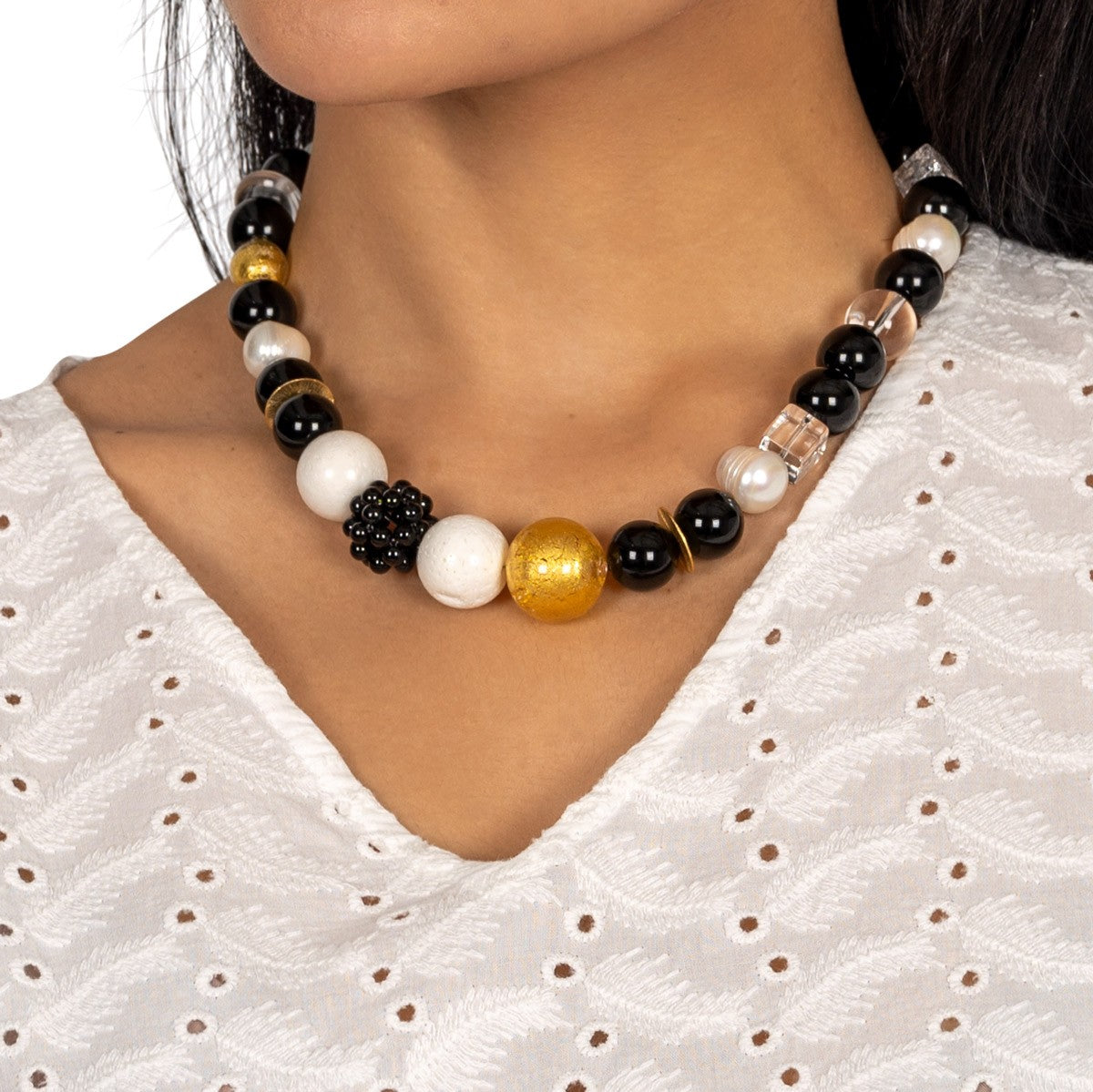 Onyx Collier Mirella Gold shirinsehan.com