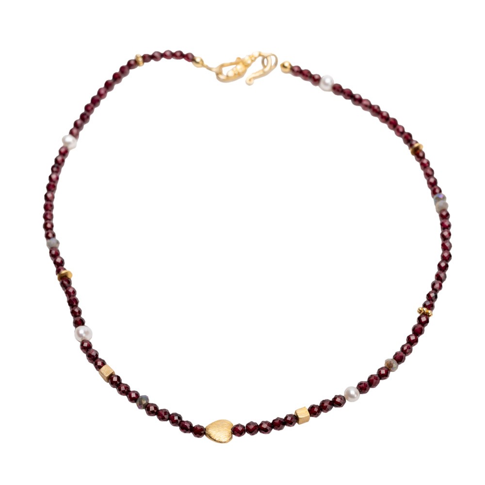 Granat Collier Elora Goldgeweih