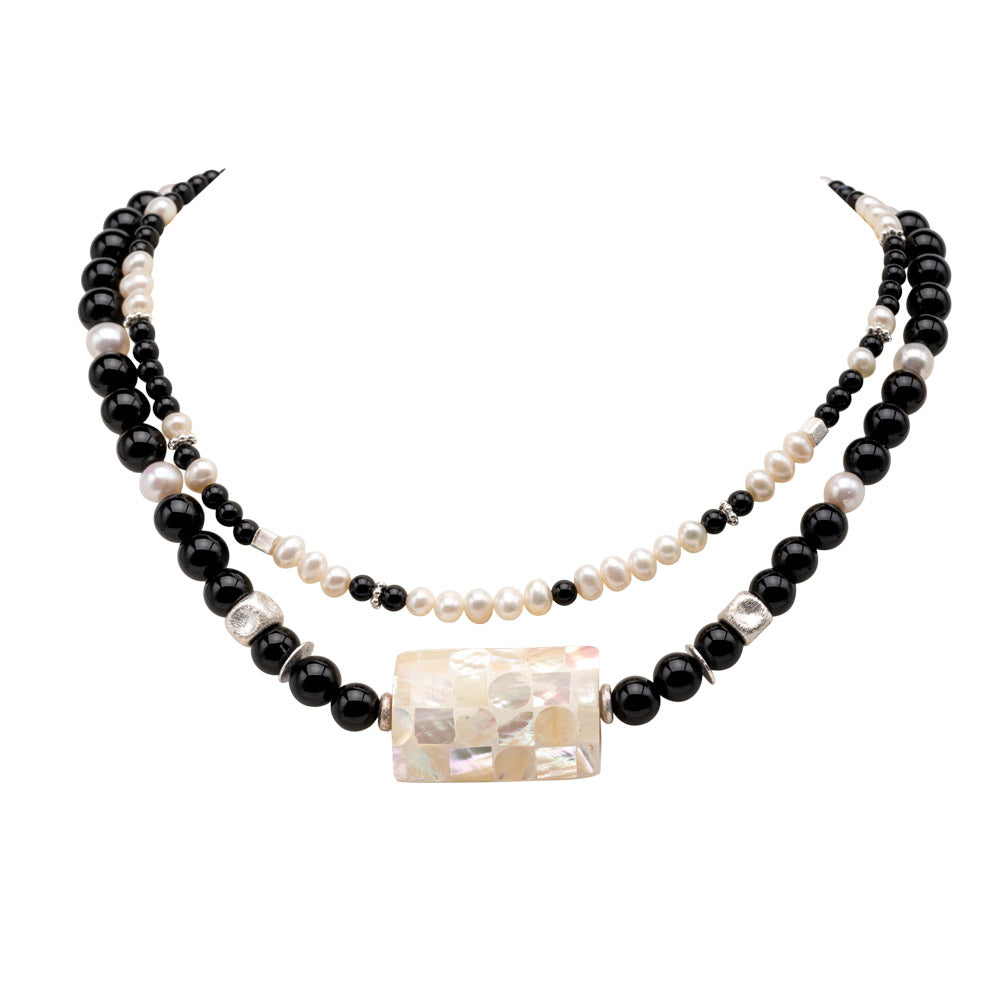 Onyx Collier Elina mit Perlmutt shirinsehan.com